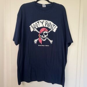 Booty Pirate Riviera Maya Mexico T-Shirt Size 2XL Tee Shirt Navy Blue